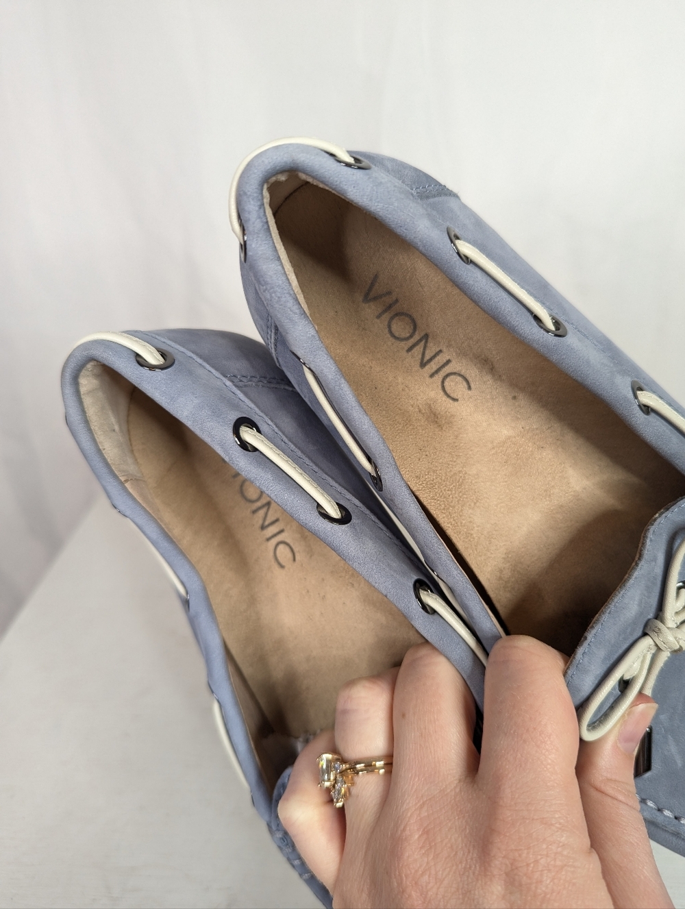 Vionic Honor Virginia Light Blue Leather Driving Loafers Boat Shoes -To Size 7.5 - Picture 9 of 9
